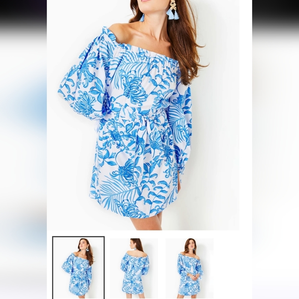 Jamielynn Off-The-Shoulder Dress - Resort White Glisten In The Sun Sz M NWT